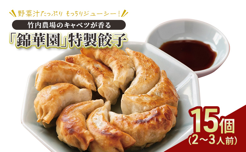 ボリューム満点 手作り冷凍餃子 15個（2～3人前）×1袋［錦華園］【 野菜 キャベツ たっぷり 厚い 手包み 手作り もちもち モチモチ 汁 町中華 中華 北海道 十勝 幕別 】