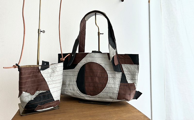 肩かけトートバック［amina+］【 本革  革製品 レザー ハンドメイド シンプル エゾシカ革 手作り バック カバン トートバック 北海道 十勝 幕別 】