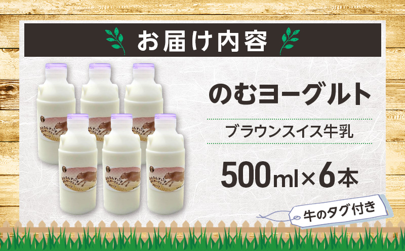 のむヨーグルト 生乳100%使用 500ml×6本 北海道産 ブラウンスイス種 [i・ふぁーむ] 【 飲むヨーグルト 牧場直送 幕別 プレーン 濃厚 牛 朝食 】