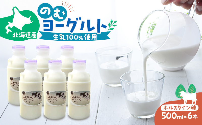 のむヨーグルト 生乳100%使用 500ml×6本 北海道産 ホルスタイン種 [i・ふぁーむ] 【 飲むヨーグルト 牧場直送 幕別 プレーン 濃厚 牛 朝食 】