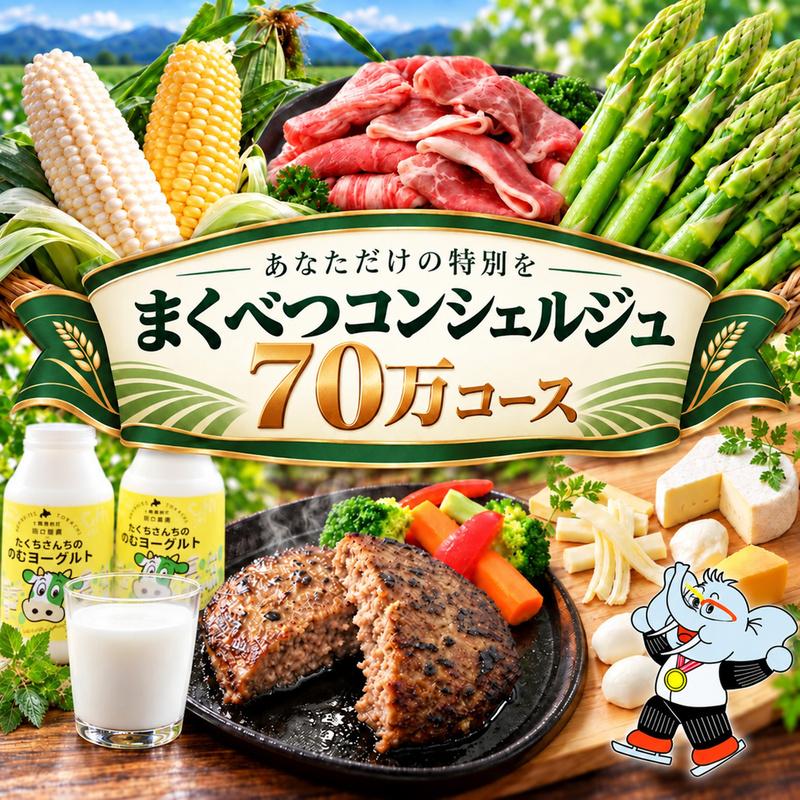 【幕別を知り尽くす】あなただけの特別を まくべつコンシェルジュ　返礼品おまかせ 70万コース [ 幕別町役場 定期便 ギフト 贈答 おまかせ おすすめ グルメ よつ葉 豚肉 ハンバーグ 詰め合わせ 観光 パークゴルフ 温泉 気球 体験 ]