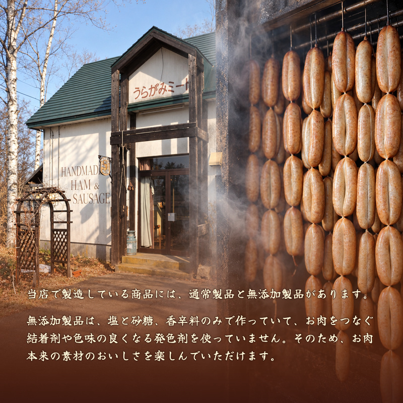12ヵ月定期便 十勝の無添加豚 ソーセージ・ベーコン・ハム 5種セット 計479g ［うらがみミート］ 無塩せき 保存料・結着剤不使用【 ベーコン ハム ソーセージ 詰め合わせ 肉 豚 国産 惣菜 おつまみ 料理 加工品 北海道 十勝 幕別 】