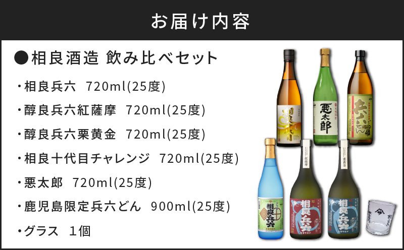  【相良酒造】芋焼酎飲み比べ6本セット　グラス付　K004-005