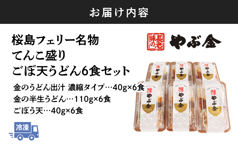 桜島フェリー名物　てんこ盛りごぼ天うどん6食セット　K244-001_02