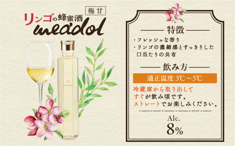 【5営業日以内に発送】リンゴの蜂蜜酒 meadol ミードル-極甘口-200ml　K105-005_03k