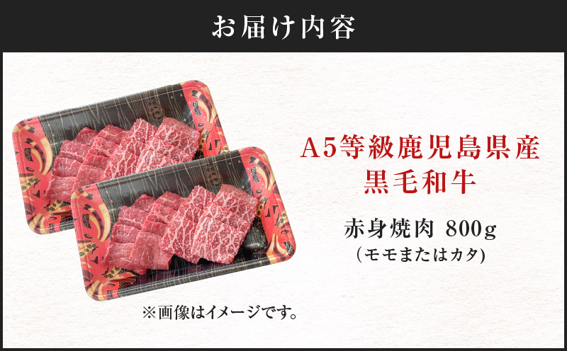 A5等級 鹿児島県産 黒毛和牛 赤身 焼肉 800g　K002-051_08