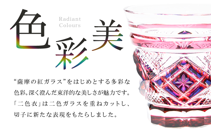 島津薩摩切子 二色冷酒杯 C-253  蒼黄緑　K010-061_03