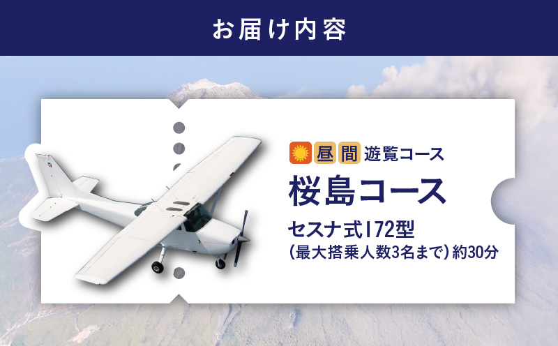 【昼間遊覧飛行】桜島コース セスナ式172型（大人3名まで）　K222-FT001