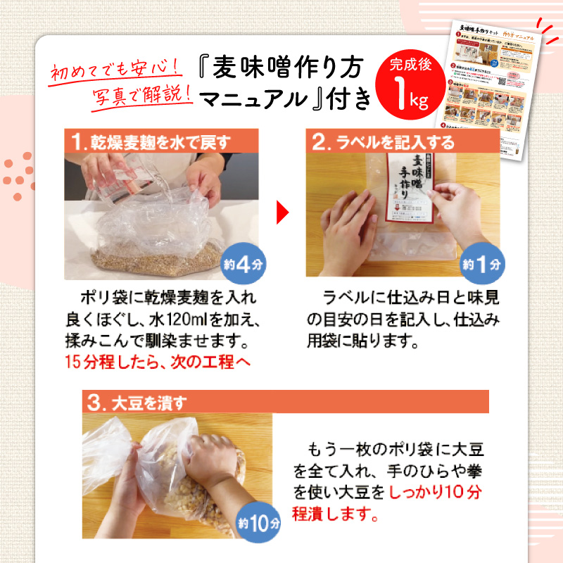 「かねよ みそ しょうゆ」麦味噌手作りキット 1kg　K058-004_01