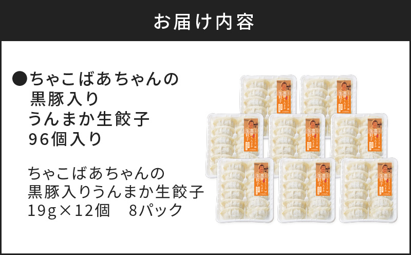 ちゃこばあちゃんの黒豚入りうんまか生餃子　96個入り　K027-002