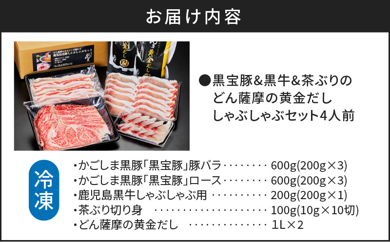 黒牛＆黒宝豚＆茶ぶり　どん薩摩の黄金だししゃぶしゃぶセット(4人前)　K227-006_01