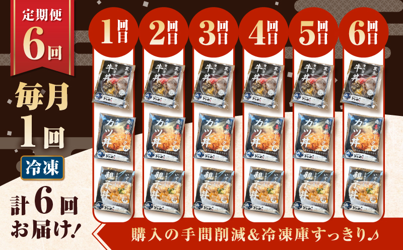 【全6回定期便】鹿児島の丼の具3種セット（1人前）　K258-T05_01b