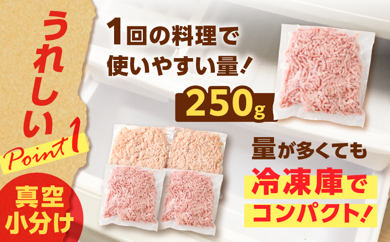 国産鶏モモミンチ＜うす塩＞＋黒豚ミンチセット 計1kg　K025-017_02