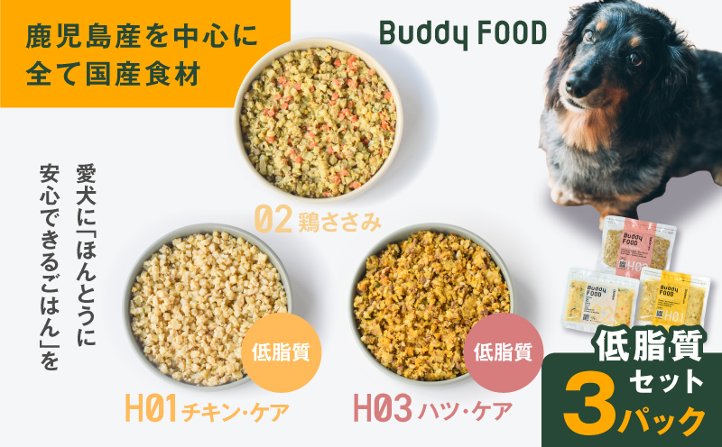 Buddy FOOD 低脂質セット 3種3パック（鶏ささみ、低脂質チキン・ケア、低脂質ハツ・ケア）　K390-002_16