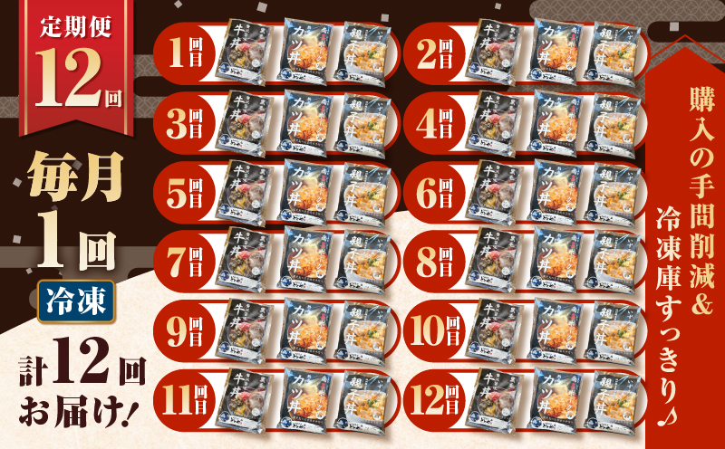 【全12回定期便】鹿児島の丼の具3種セット（1人前）　K258-T05_01c