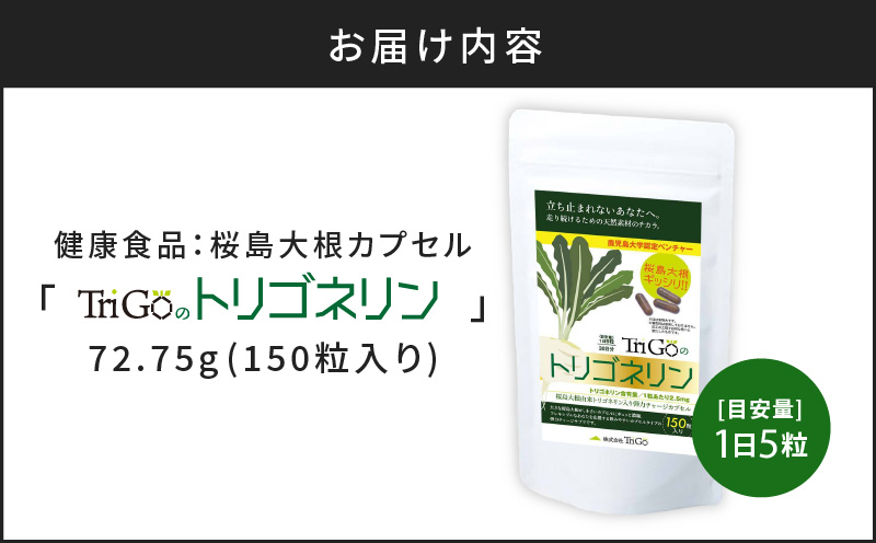 健康食品：桜島大根カプセル「ＴｒｉＧｏのトリゴネリン」　K196-001