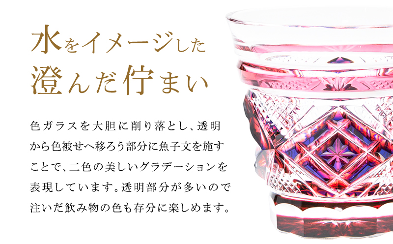 島津薩摩切子 二色冷酒杯 C-253 ルリ緑　K010-061_02