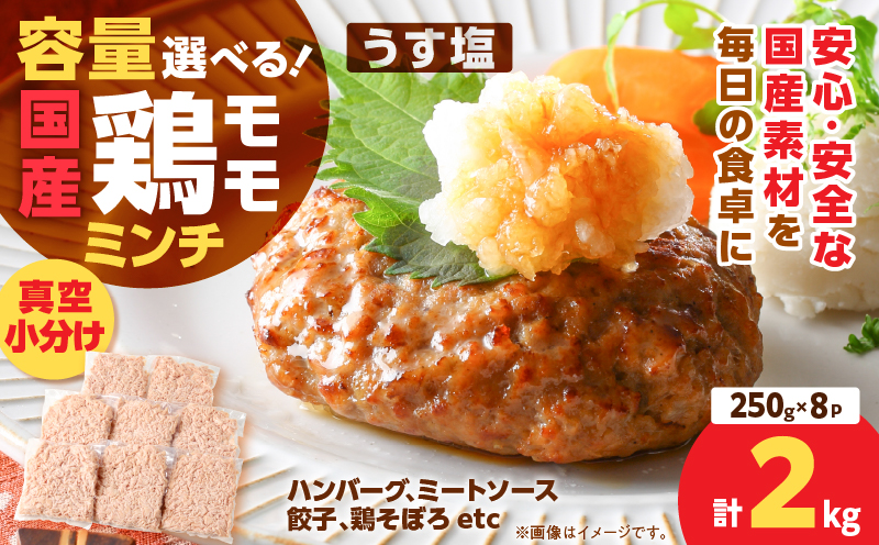 国産鶏モモミンチ＜うす塩＞ 計2kg　K025-016_04