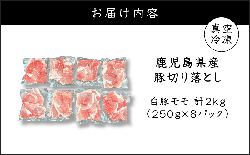 鹿児島県産 豚切り落とし 250g×8パック 計2kg　K151-003