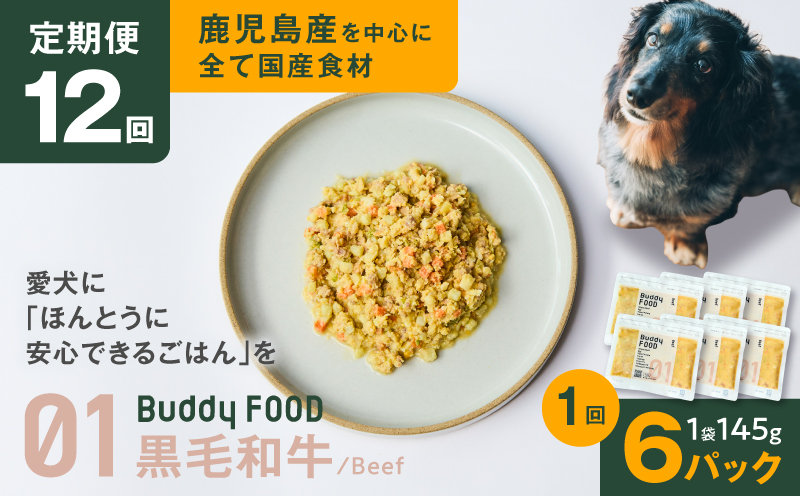 【全12回定期便】Buddy FOOD 01 黒毛和牛×6パック　K390-T01_c