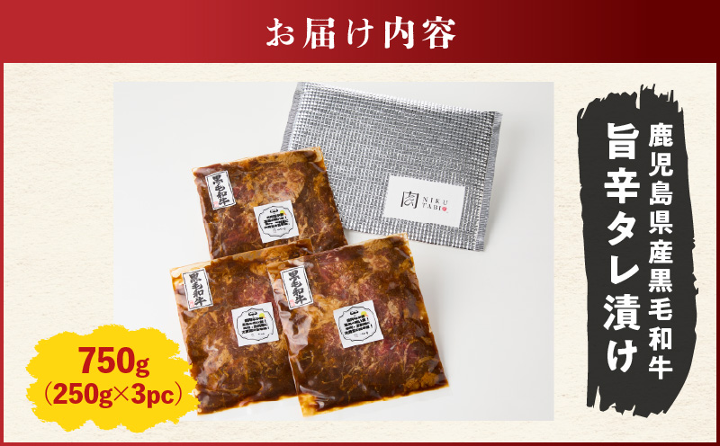鹿児島県産黒毛和牛 旨辛タレ漬け 750g（250g×3P）　K235-004_02