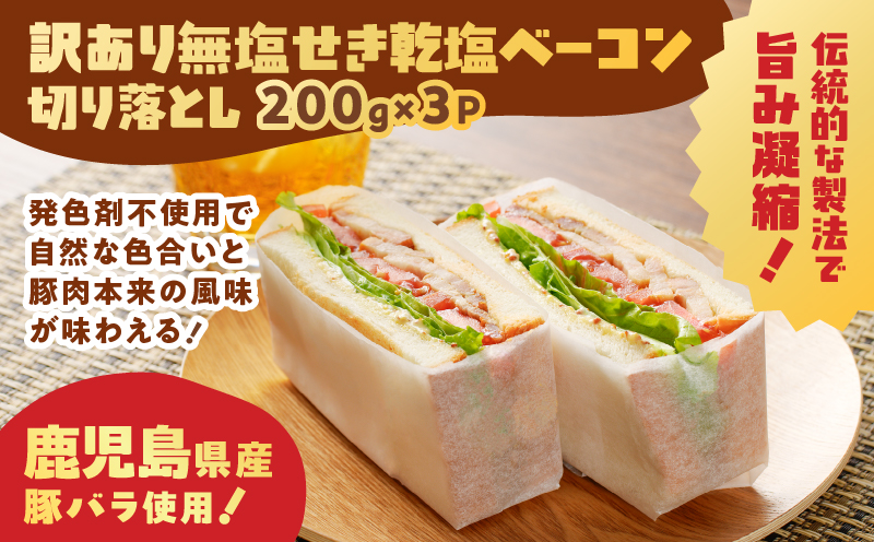 どれがお好み？食べ比べセットC（訳あり切り落としベーコン・訳あり無塩せき乾塩ベーコン切り落とし・訳ありモモハム切り落とし）　K161-026c