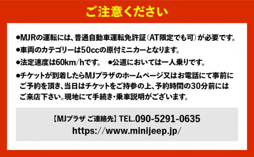 法律適合ミニジープMJRで桜島をツーリングしよう！　K212-FT001