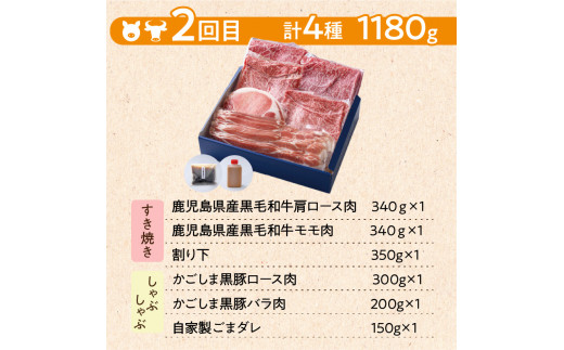 【岩元精肉店】鹿児島県産黒毛和牛・かごしま黒豚　お楽しみ2か月お届けコース　K045-T02