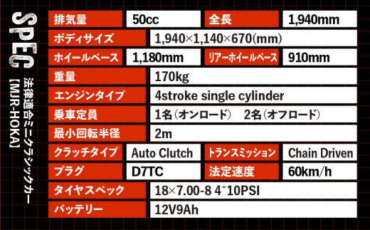 法律適合ミニクラシックカー【MJR-HOKA】　K212-003