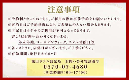 SHIROYAMA HOTEL kagoshima（城山ホテル鹿児島）グランド桜島ビューツイン1泊2食付ペア　K066-006