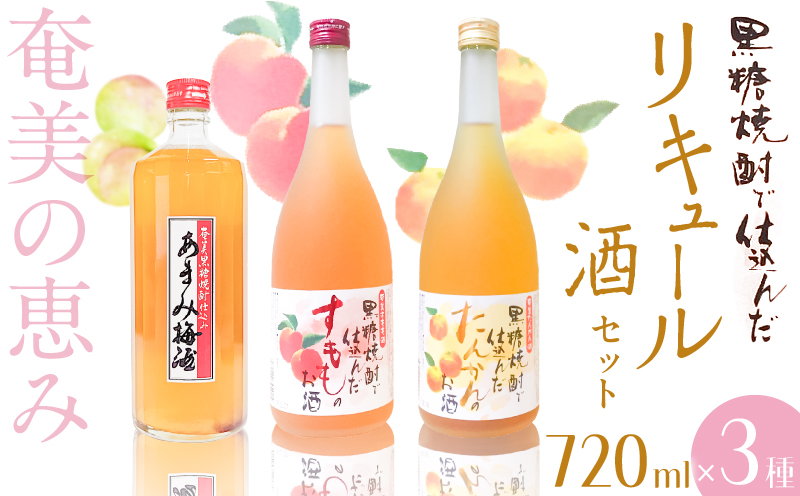 黒糖焼酎仕込み リキュール酒セット すもも酒・たんかん酒・梅酒 720ml×3本　A002-001