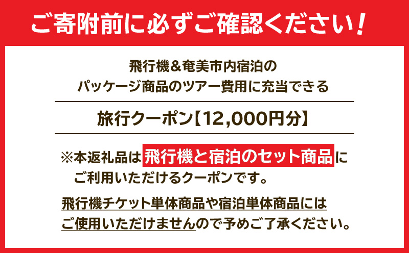 奄美市に泊まるふるさと納税旅行クーポン【12,000円分】　A184-004