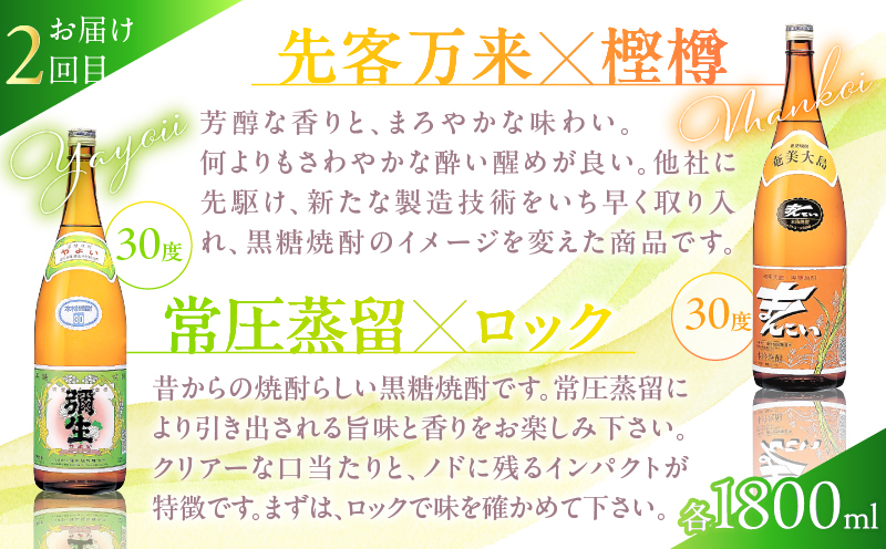 【頒布会(2)】【糖質・プリン体ゼロ】奄美黒糖焼酎 毎月1回（1800ml×2本）×3回お届け　A002-T04