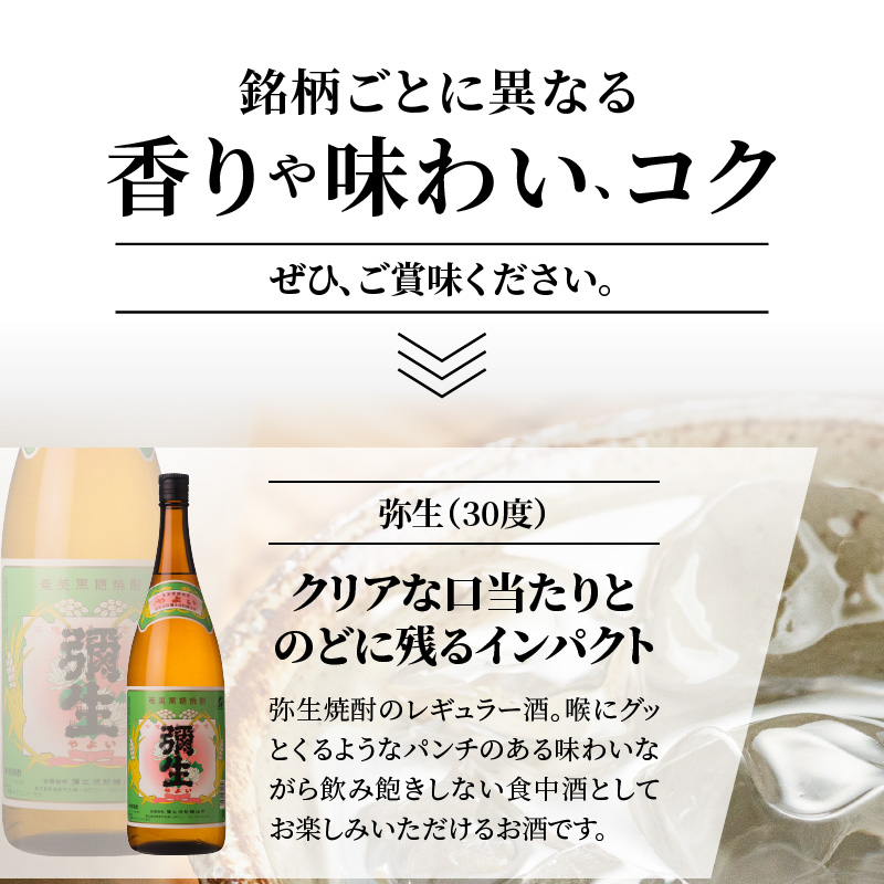 【限定品・蔵の味比べ】奄美黒糖焼酎飲み比べセット1升瓶 地酒 飲み比べ セット 25度 30度 ( 弥生 まんこい 瓶仕込 弥生荒ろか 黒麹仕込み弥生 紬の里 ) 糖分ゼロ プリン体ゼロ 本格焼酎 弥生焼酎醸造所