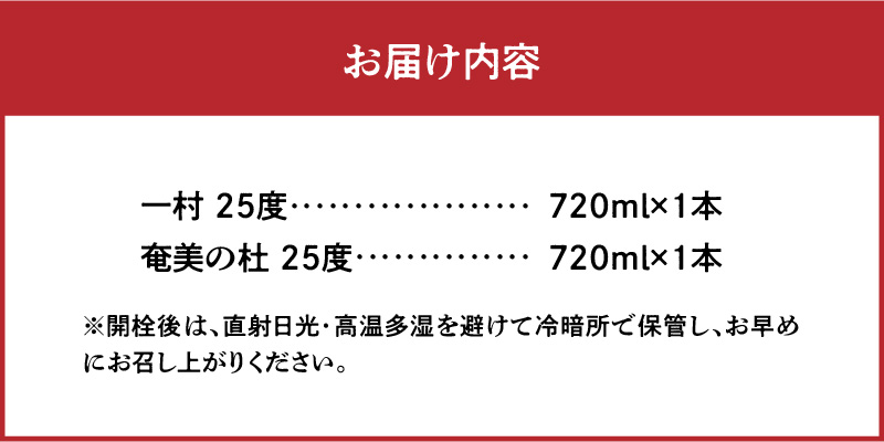 奄美黒糖焼酎 一村＆奄美の杜 25度 720ml瓶×各1本 計2本セット（田中一村 作品ラベル）