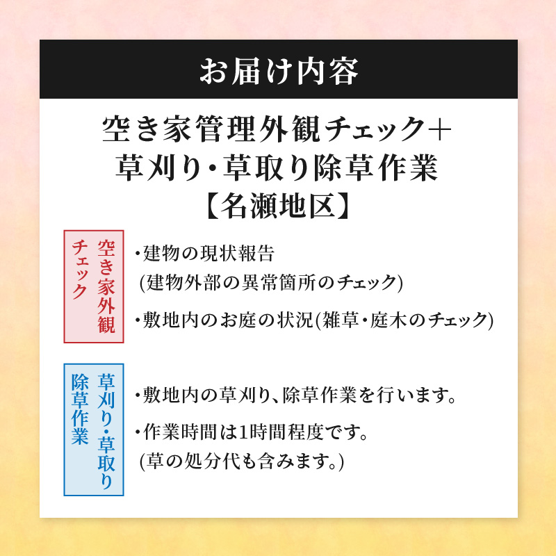 空き家管理外観チェック＋草刈り・草取り除草作業(名瀬地区)