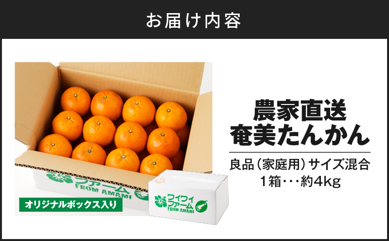 【2026年先行予約】農家直送 奄美たんかん 良品（家庭用） 4kg　A067-001