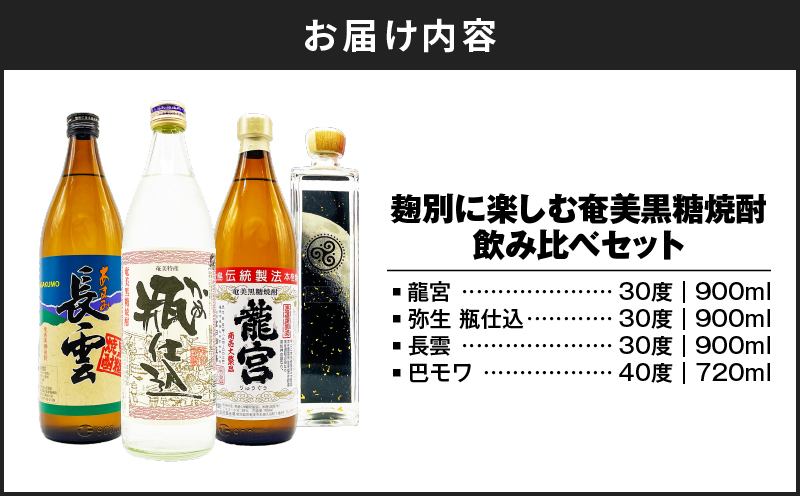 麹別に楽しむ奄美黒糖焼酎 飲み比べセット　A155-002