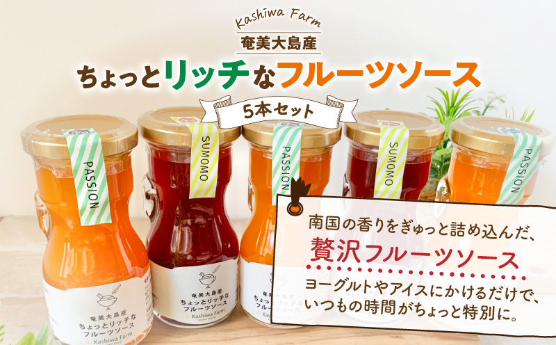 奄美大島産 ちょっとリッチなフルーツソース 5本セット（すもも＆パッションフルーツ）　A092-008