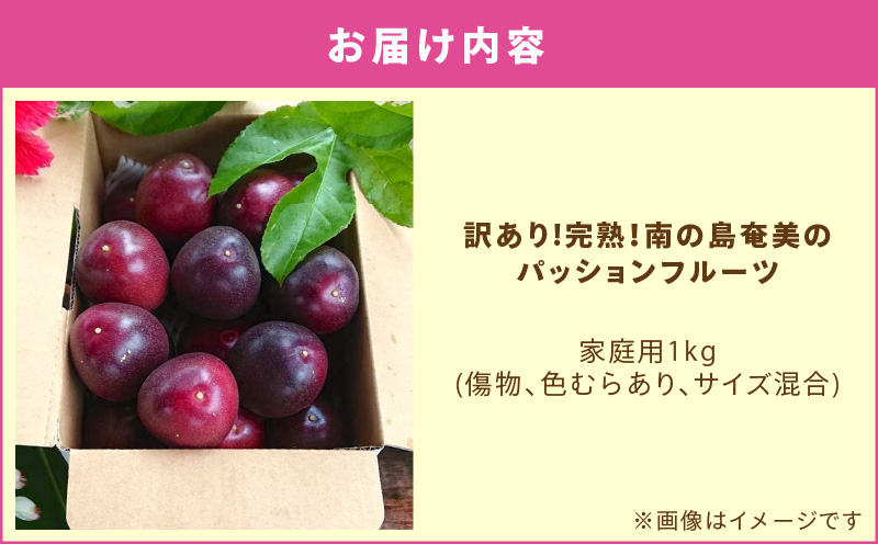 【2025年先行予約分】訳あり！完熟！南の島奄美のパッションフルーツ家庭用 1kg （傷物、色むらあり、サイズ混合）　A151-002-02