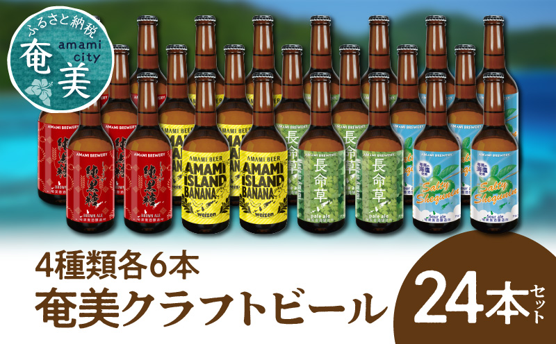 奄美クラフトビール＜4種各6本＞24本セット - クラフトビール ブラウンエール ヴァイツェン ペールエール 330ml 4種類 各6本 計24本 家飲み 地ビール 瓶ビール 鹿児島 奄美大島 純黒糖 ショウガ 島ばなな 長命草 シークニン ソルティー