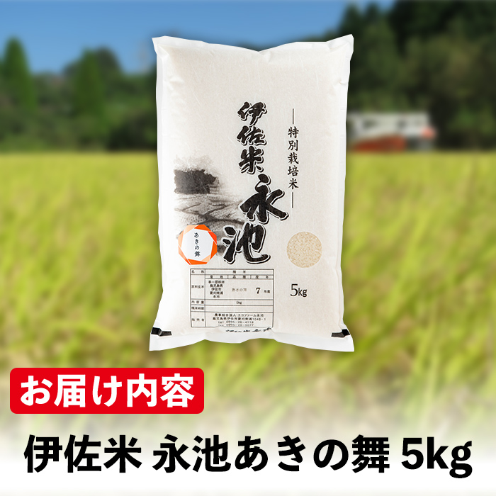 isa743 ＜先行予約受付中！2026年10月中旬から順次発送＞《数量限定》令和8年産 特別栽培米 伊佐米永池 あきの舞(5kg) 伊佐市 永池 特産品 お米 新米 米 白米 精米 伊佐米 あきの舞 5kg 【エコファーム永池】