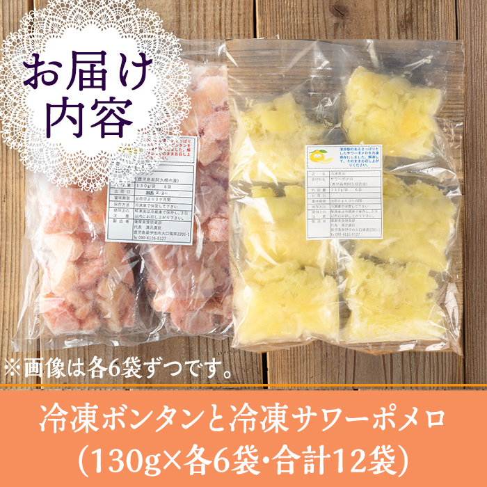 isa866 冷凍ボンタン6袋と冷凍サワーポメロ6袋食べ比べセット(合計12袋・各130g) 冷凍 ボンタン サワーポメロ 加工 食べ比べ 果物 フルーツ ハンドメイド 手づくり スムージー ヘルシー トッピング 爽やか おやつ 【薩摩美食倶楽部】