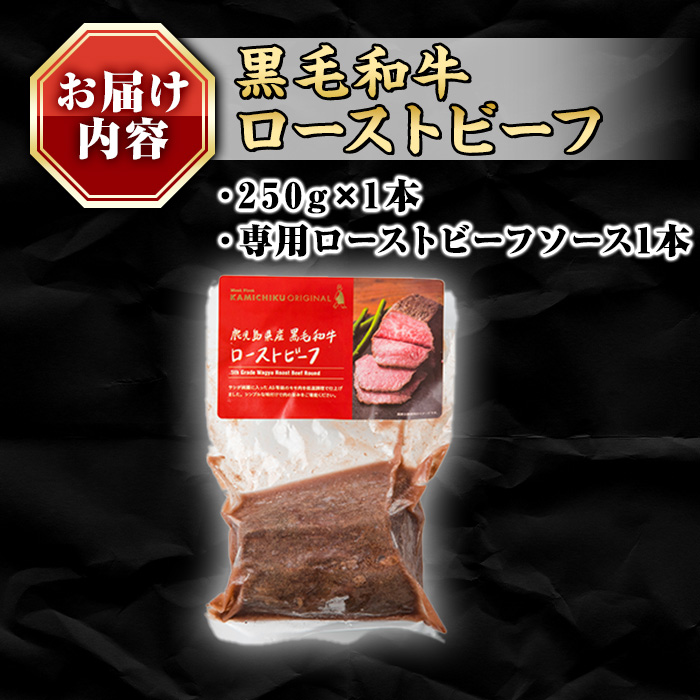 A0-08 ＜5等級＞鹿児島県産黒毛和牛ローストビーフ(250g・専用ソース付き) ふるさと納税 伊佐市 特産品 鹿児島 九州産 牛肉 国産 贈り物 冷凍 冷凍便【お肉の直売所 伊佐店】