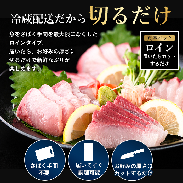 【冷蔵】ぶりの王様「 鰤王 」お試しスキンレスロインハーフ 4P入り【鰤王しょう油付】 ぶり ブリ 鰤 ぶりしゃぶ たたき 産地直送 新鮮 旨味が抜群の 長島町 特産品【JFA】jfa-1680A