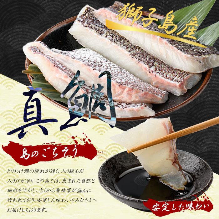 獅子島産 百年漁師の真鯛 皮付きロイン4パック (1匹分) 【島のごちそう】gochi-7052R8