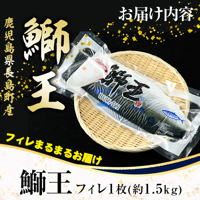 ぶりの王様「 鰤王 」 フィレ (約1.5kg・フィレ1枚)   産地直送 新鮮 旨味が抜群の 長島町 特産品 ブランド ぶり 鰤 ブリ 冷蔵 刺身 ぶりしゃぶ しゃぶしゃぶ 【JFA】jfa-1219