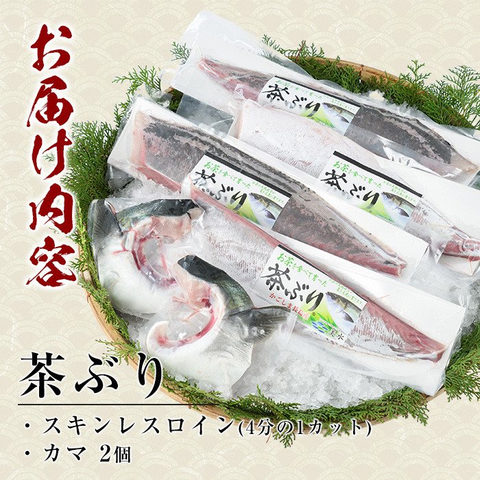 【冷凍】ブリカマ付！茶ぶり スキンレスロイン(1尾分・4分の1カット済)【ウスイ】 usui-7324R8B