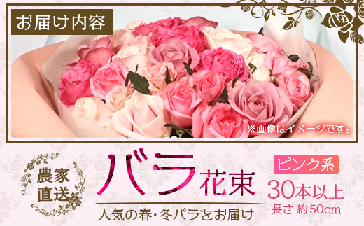 【先行予約】【人気の春・冬薔薇をお届け】ばら農家直送！バラ花束30本以上お届け(ピンク系) 【ギフト対応可】│ローズ 新鮮 花 フラワー 花束 ばら 薔薇 バラ 誕生日 記念日 結婚祝い ギフト プレゼント お祝い 贈り物 贈答 鹿児島県 南大隅町 富田バラ園 TB-14