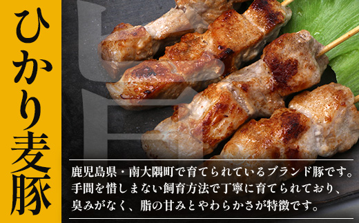 鹿児島県産 ひかり麦豚 串焼きとん 計32本（4本×8パック）冷凍　HM-9 | 肉 お肉 にく 豚肉 焼豚 串焼 冷凍 BBQ おつまみ 加工品 真空冷凍 産地直送 新鮮 小分け 産地直送 鹿児島県 南大隅町 ひかり麦豚直売所